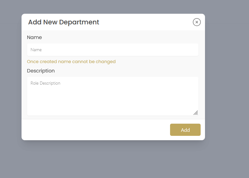 Add New Department Dialog