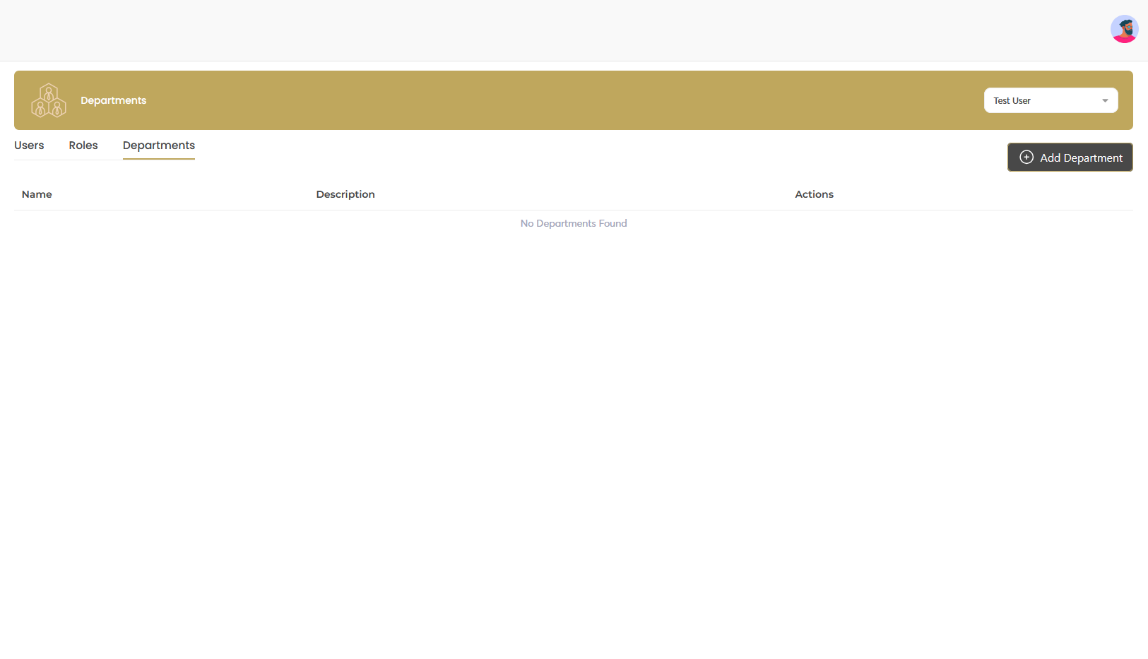 Departments Management Interface