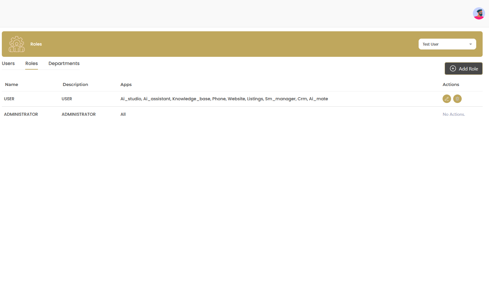 Roles Management Interface