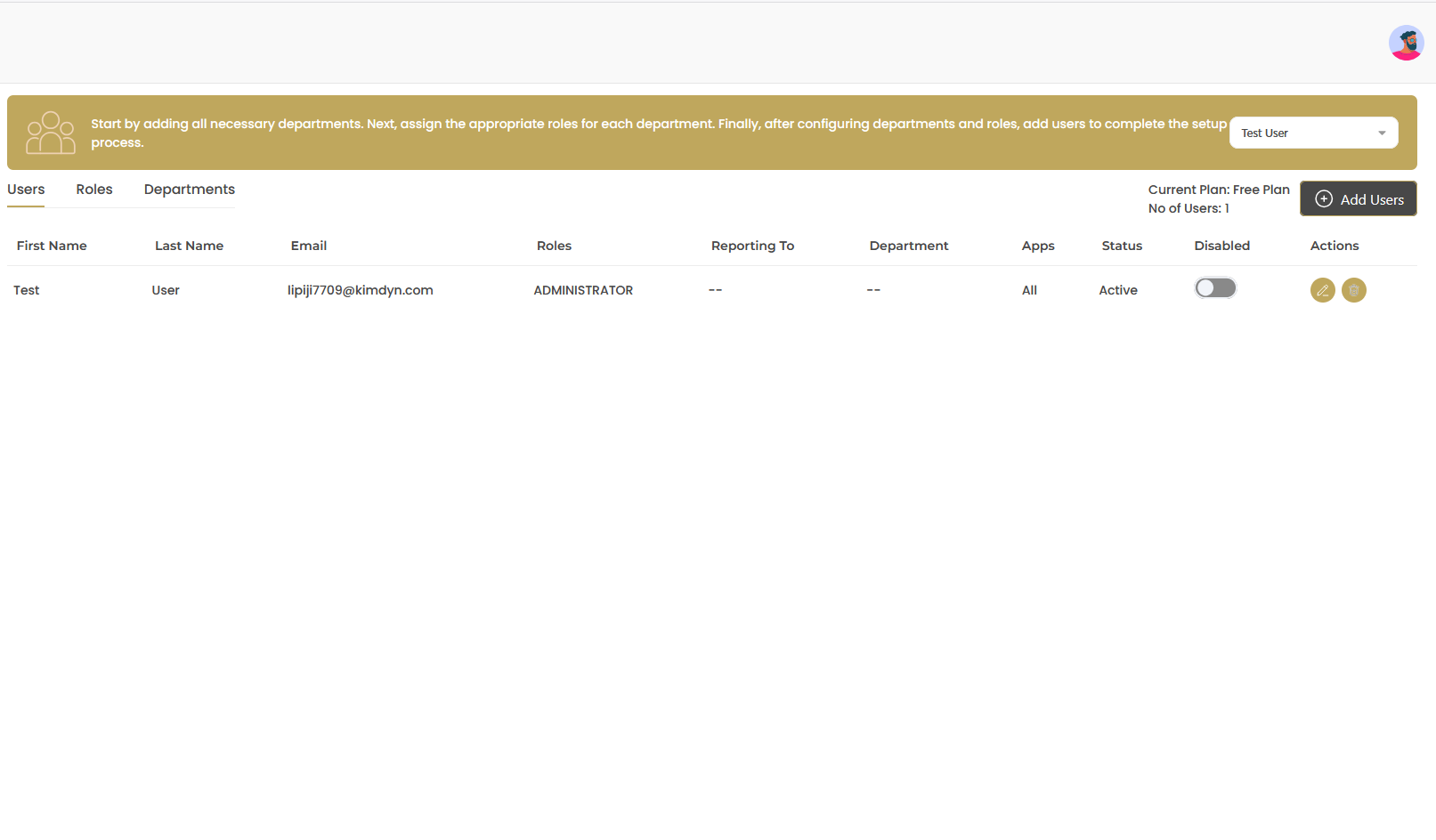 User Management Interface