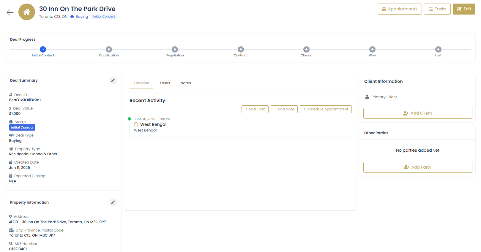 Deal Details Page Layout