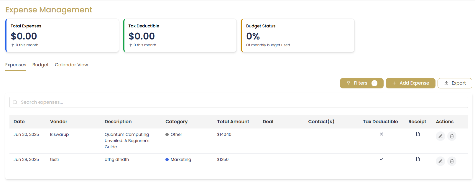 Expense Management Dashboard