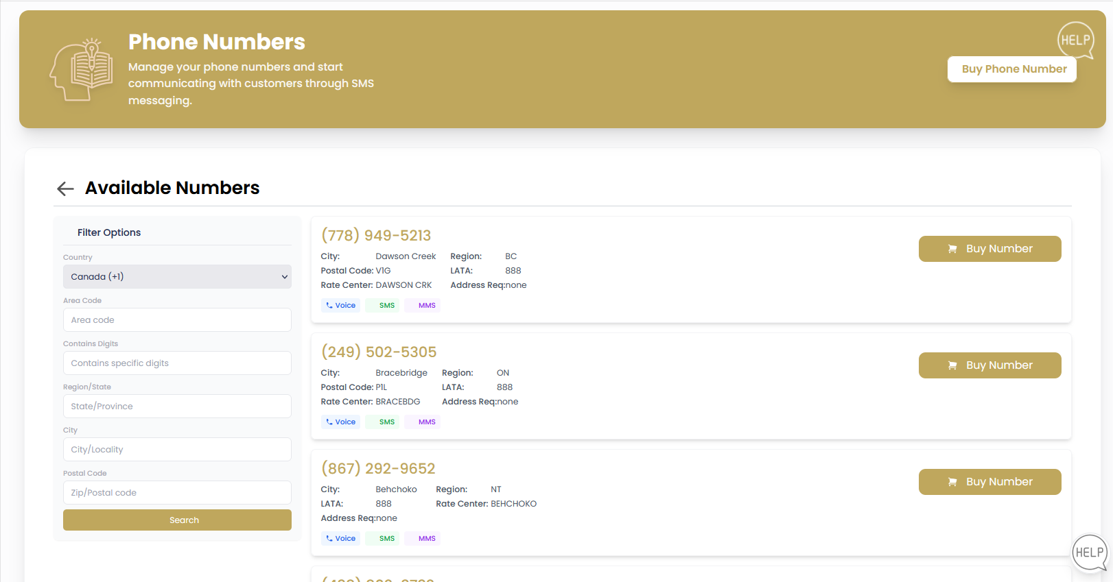 Available Phone Numbers List
