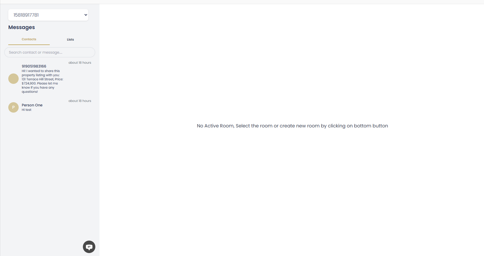 SMS Messages List Interface