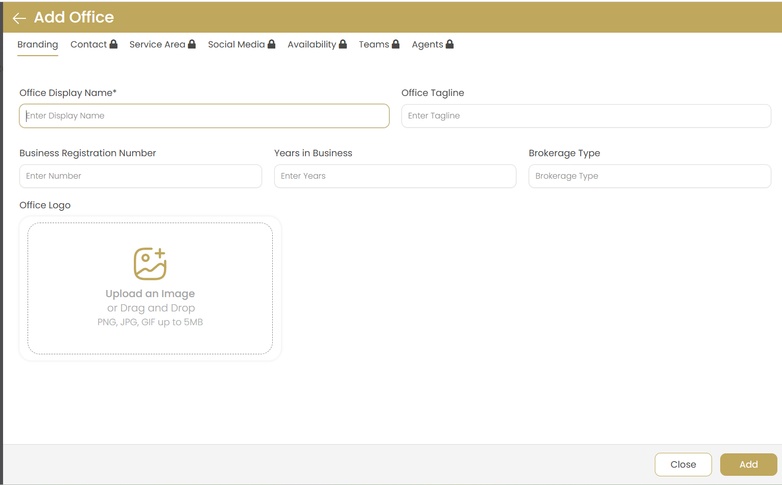 Add Office - Branding Tab