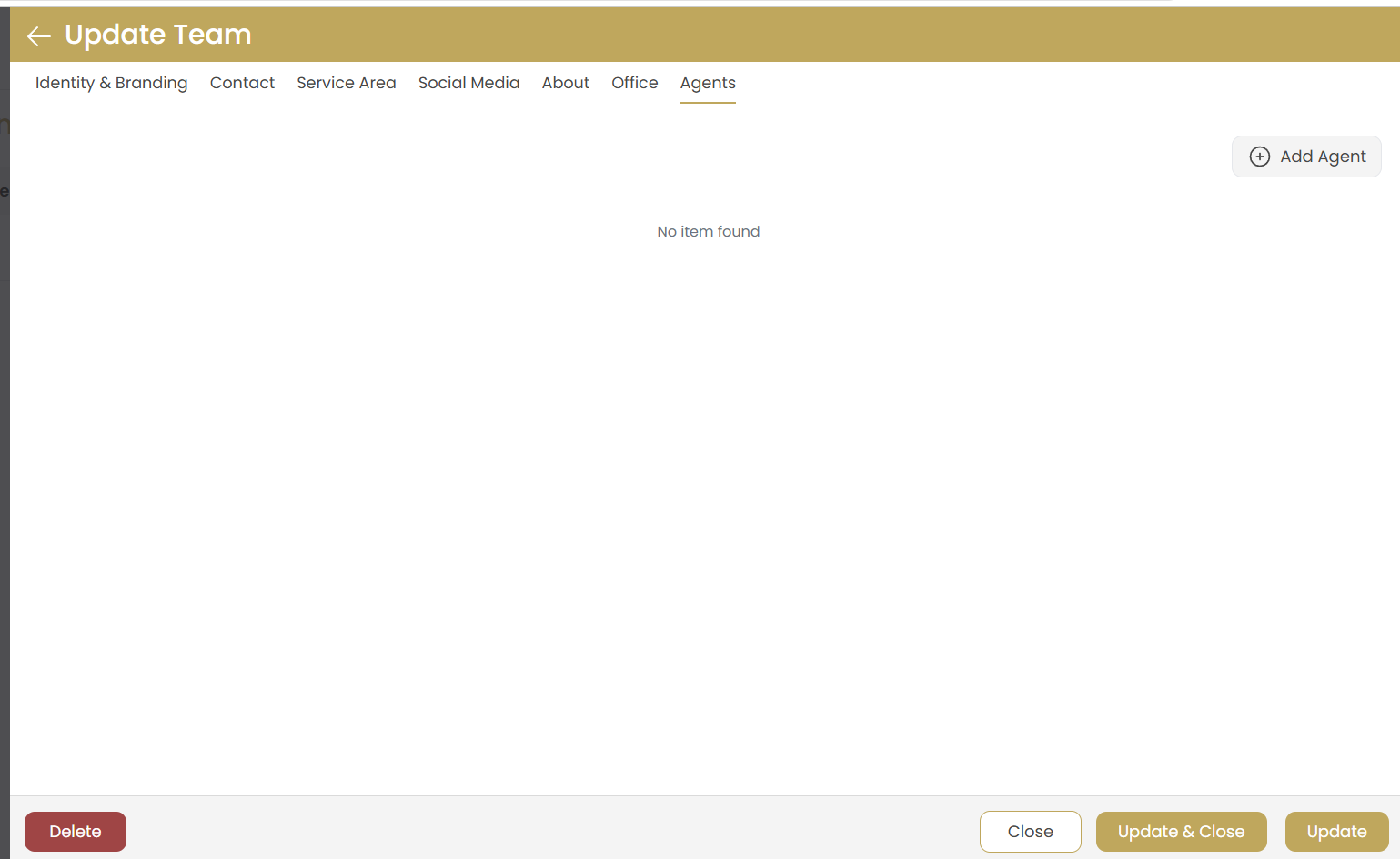 Add Team - Agents Tab
