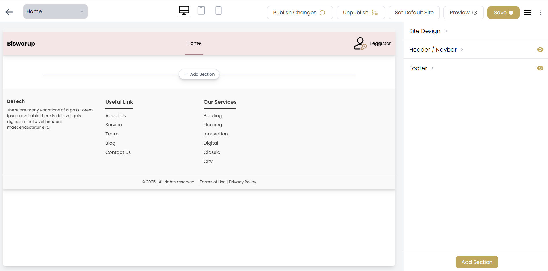 Page Editor Visual Interface