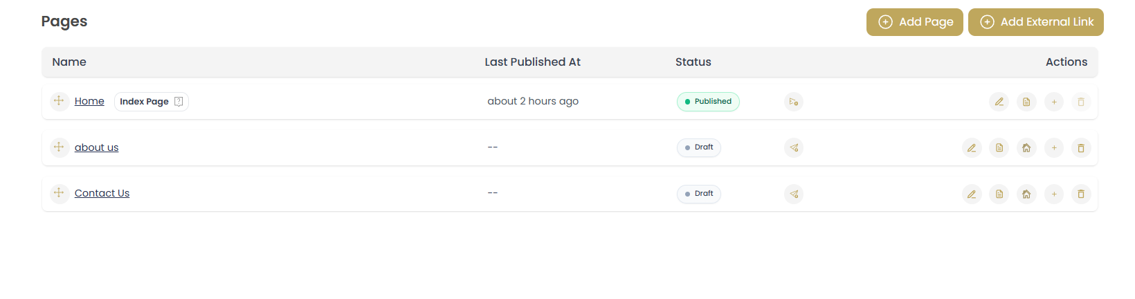 Pages List with Content
